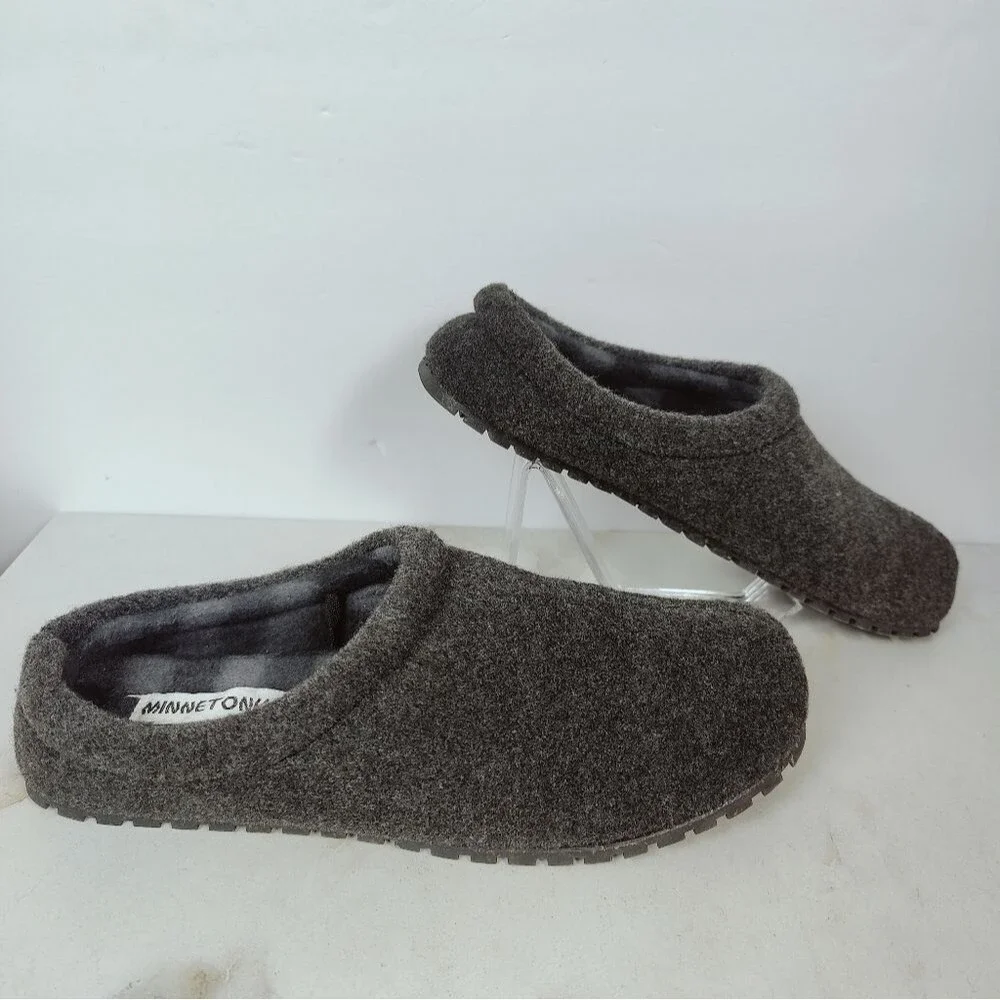 Minnetonka Men's Corbin Slides Slippers, Grey, Sz 12